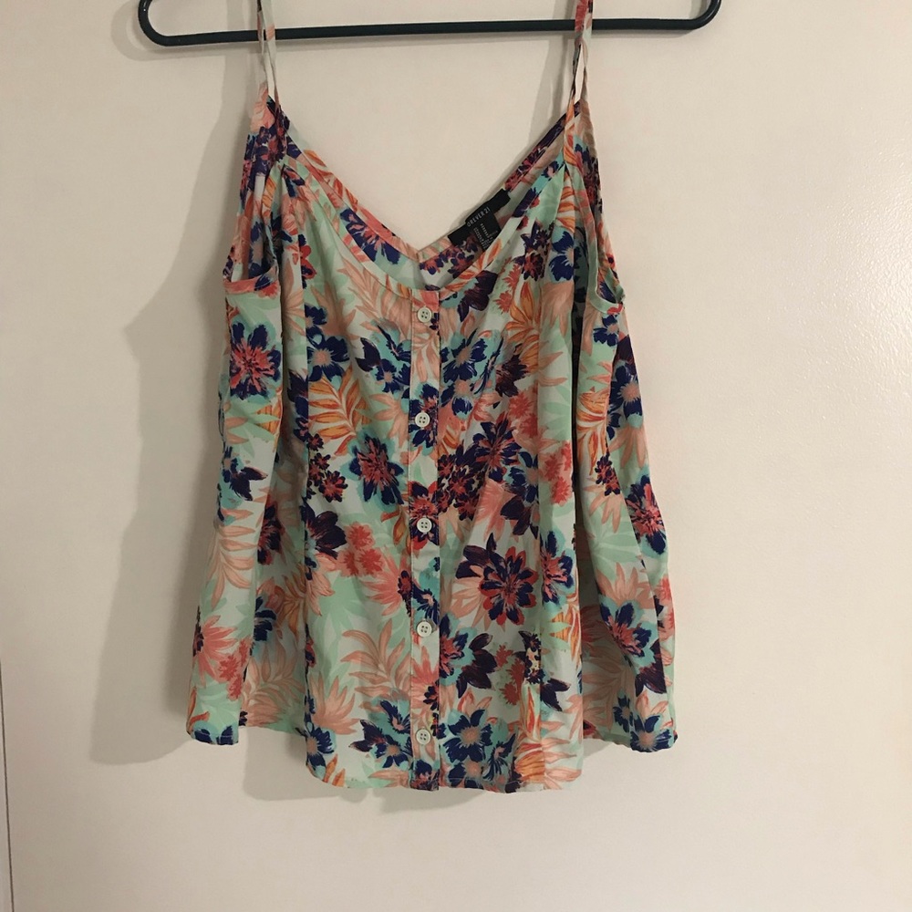 Forever 21 strappy floral tank top